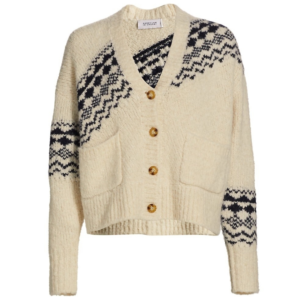 Derek Lam Bette Fair Isle Cardigan / V Neck Sweater